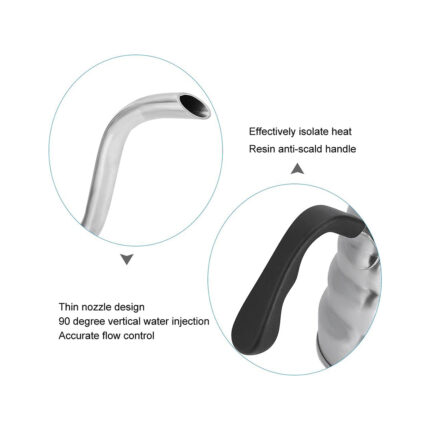 Close-up of gooseneck kettle spout for pour over coffee