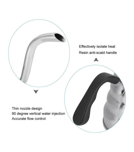 Close-up of gooseneck kettle spout for pour over coffee