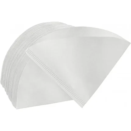 Close-up of single coffee paper filter shape and texture