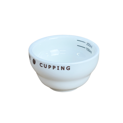 Set of cupping cups arranged for coffee tasting comparison