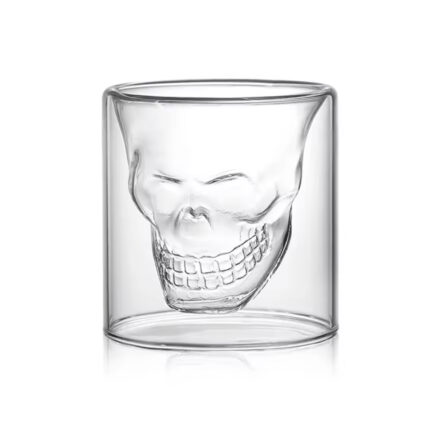 Close-up of skull design on double wall coffee cup