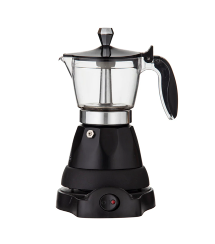 Black electric moka pot 300ml 6 cup espresso maker in Bangladesh