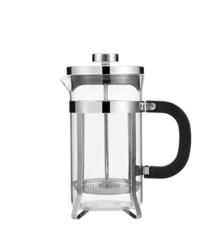 French press brewing coffee with plunger raised