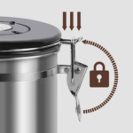 Coffee bean canister on kitchen counter in Bangladesh