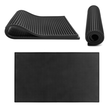Rubber bar mat under home espresso machine with coffee cups – home barista setup Bangladesh – Gold Coast Coffee Roasters