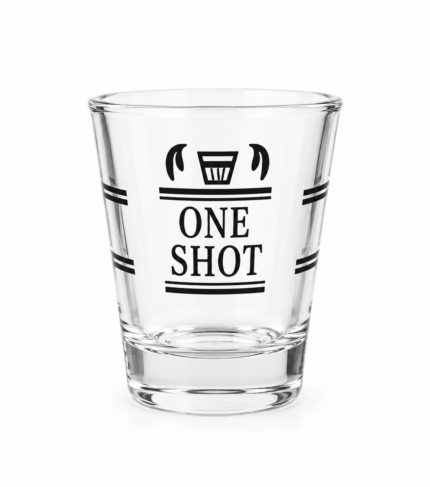 45ml clear espresso shot glass on white background