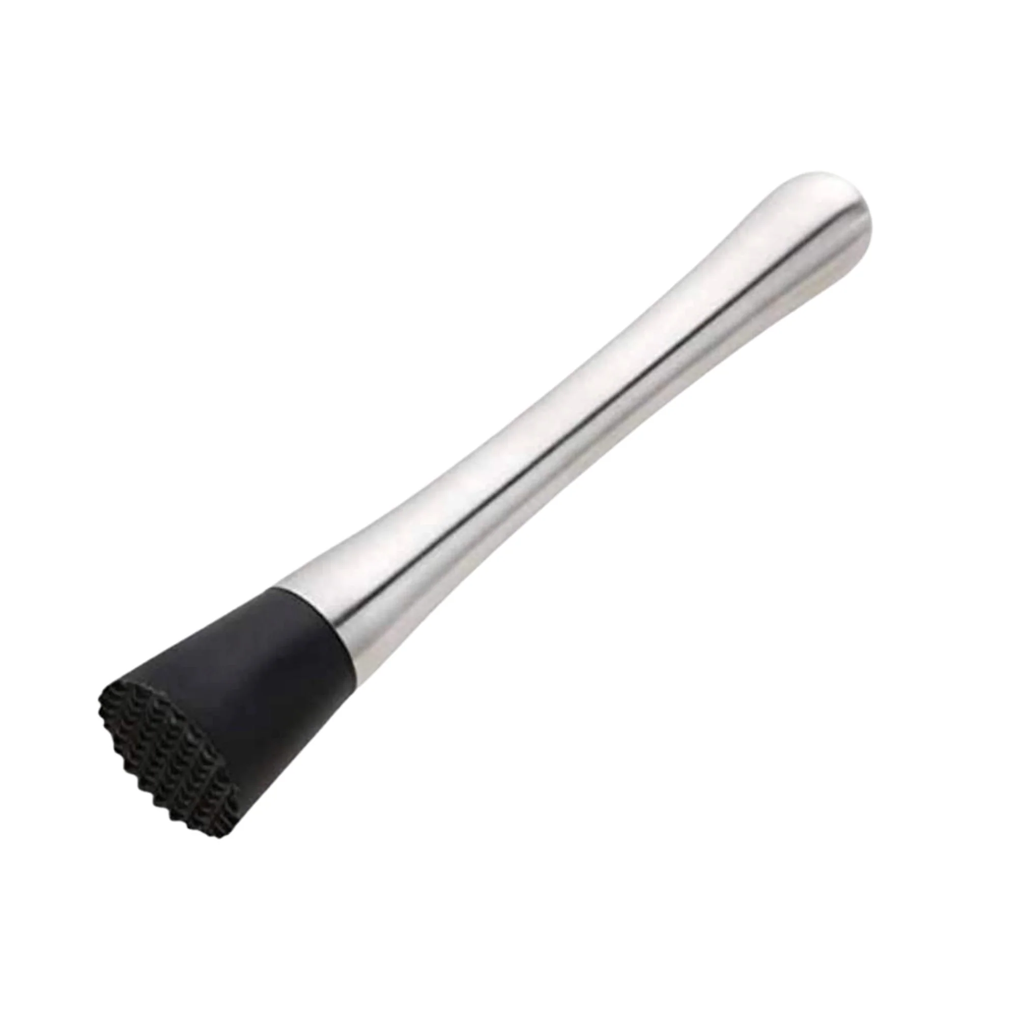 cocktail-muddler-black.png Black cocktail muddler with stainless steel handle and textured head